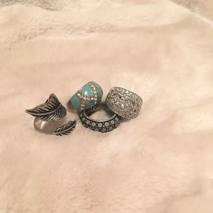 Set of 4 Silver Rings